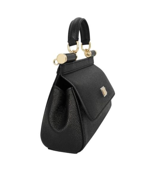 Dolce & Gabbana Black Sicily Logo Plaque Small Tote Bag