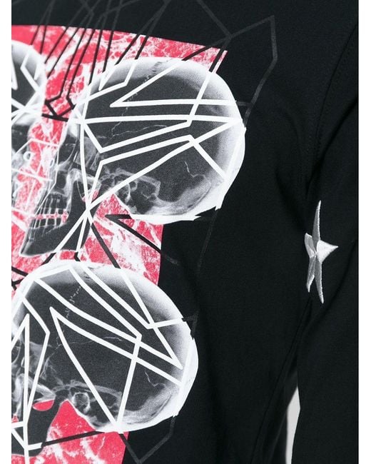 Philipp Plein Black Round Collar And Long-Sleeved T-Shirt for men