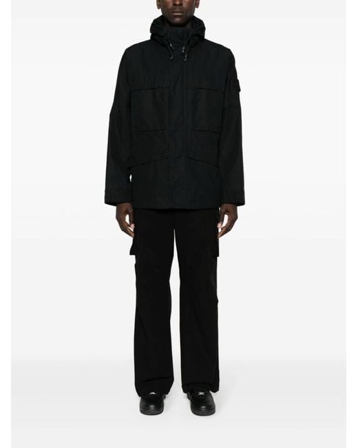 Stone Island Black Ghost Drawstring Hooded Jacket for men