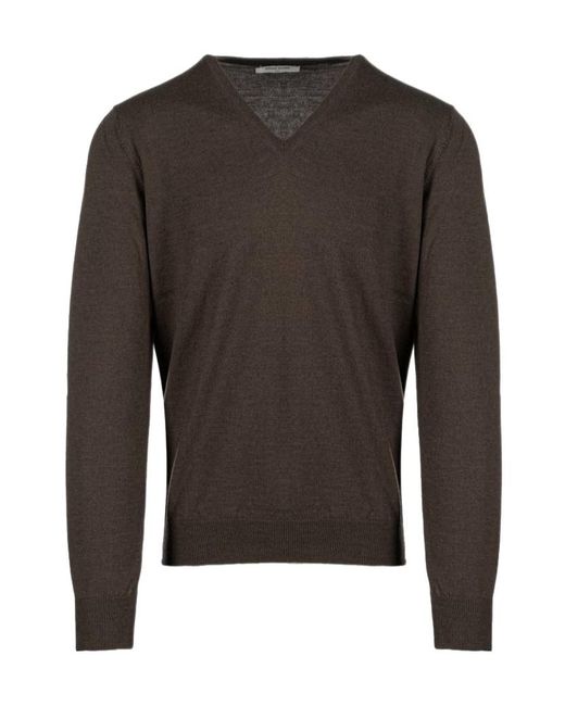 Gran Sasso Gray V-Neck Sweater for men