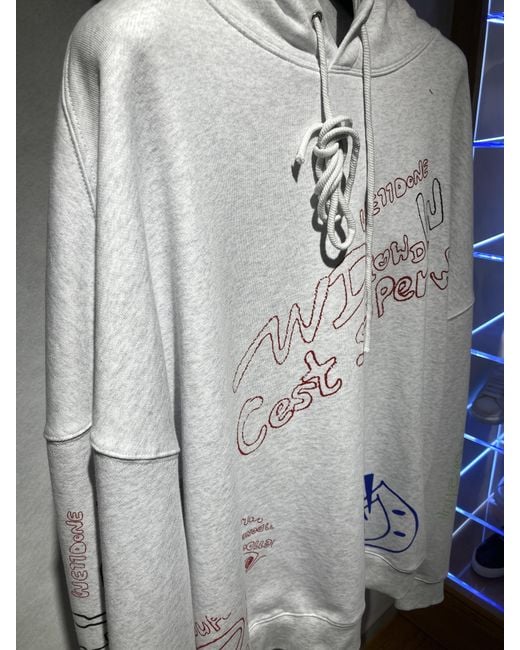 we11done White Graffiti Print Hoodie for men