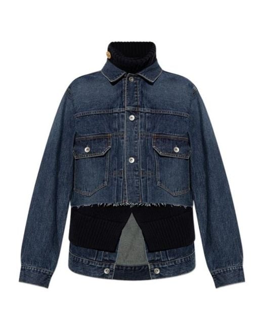 Sacai Blue Denim Jacket With A Vintage Effect