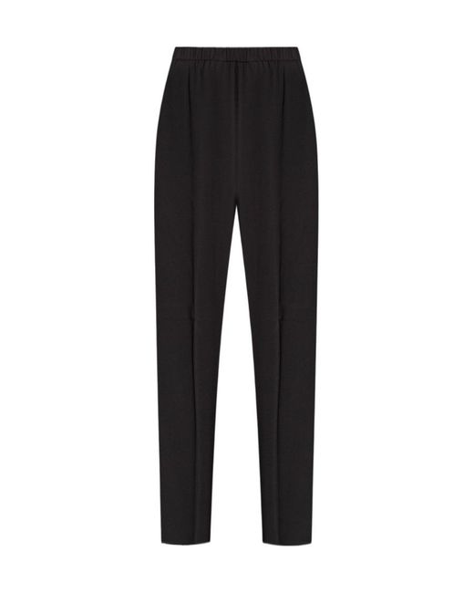 Fabiana Filippi Black Elasticated Waistband Straight Crepe Trousers