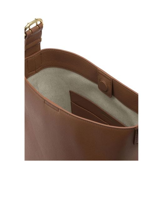 Jil Sander Brown Cannolo Logo Stamped Small Shoulder Bag