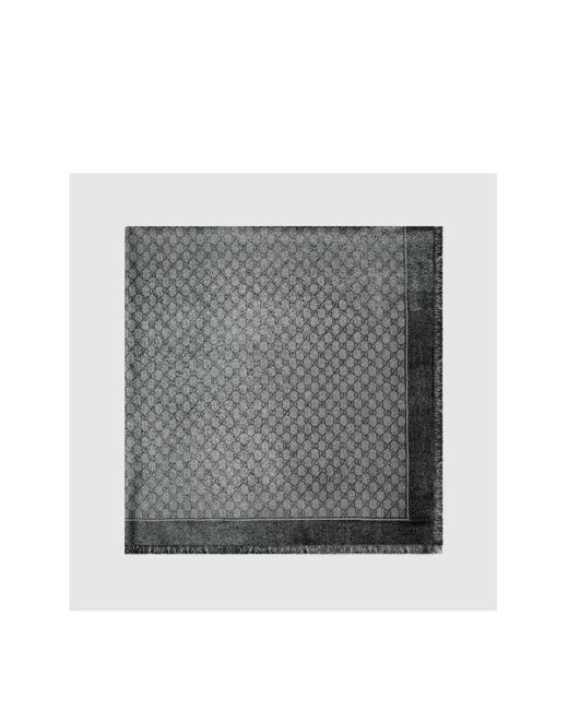 Gucci Gray Gg Jacquard Frayed Edge Scarf
