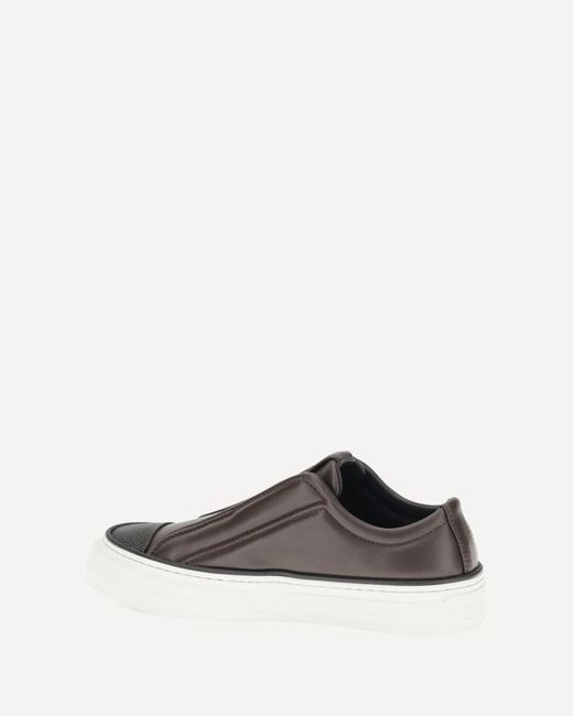 Brunello Cucinelli Brown Monili-Chain Slip-On Sneakers