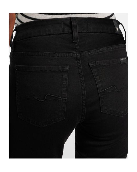 7 For All Mankind Black Kimmie Straight Mid-Rise Slim Jeans