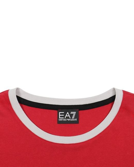 EA7 Red Letter Printed Round-Neck T-Shirt for men