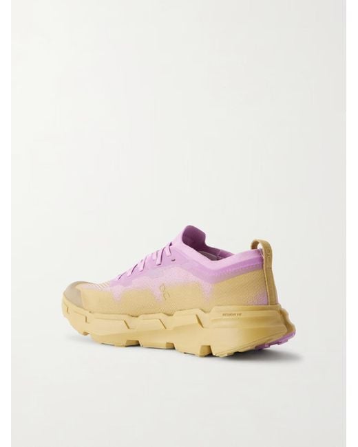 On Shoes Pink Rubber-Trimmed Stretch Recycled-Knit Sneakers