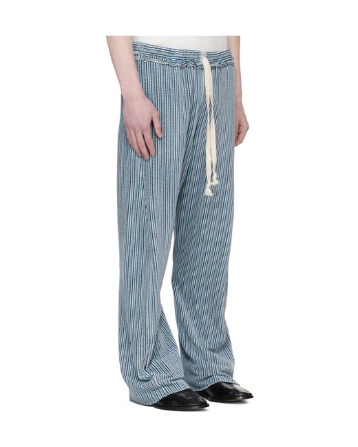 Edward Cuming Blue Striped Sweatpants for men