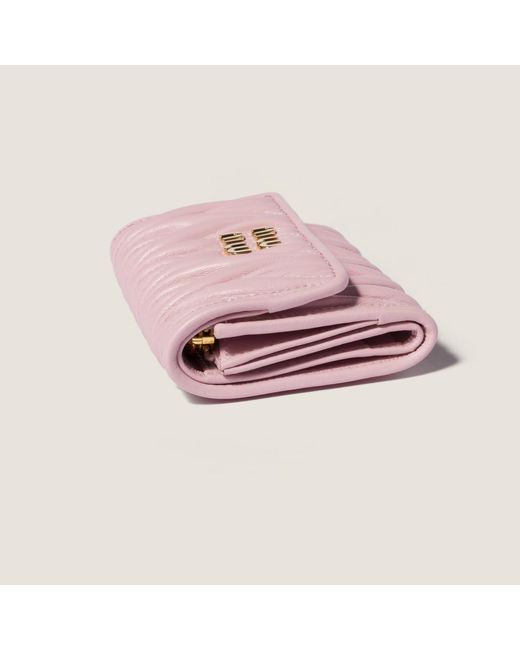 Miu Miu Pink Matelassé Nappa Leather Small Wallet