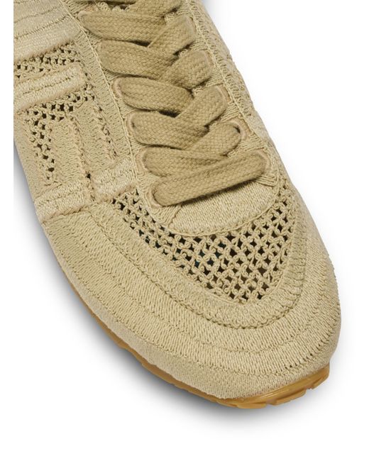 Balmain Brown Racer 45 Macramé Low-Top Sneakers