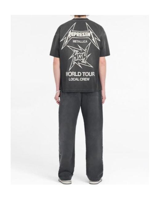 Represent Gray X Metallica Tour Crew Neck T-Shirt for men