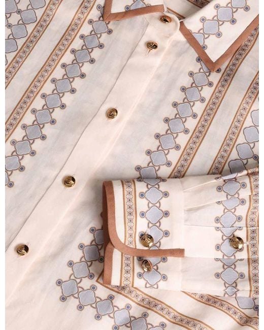 Zimmermann Pink Geometric-Print Silk Shirt