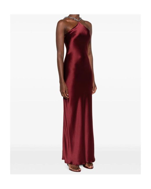 Staud Red Cadence Beaded Halter Slip Dress