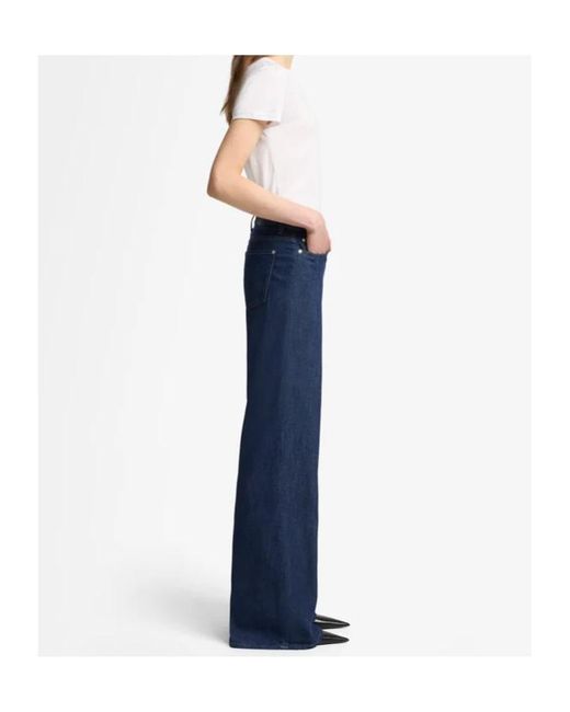 7 For All Mankind Blue High-Waisted Wide-Leg Jeans