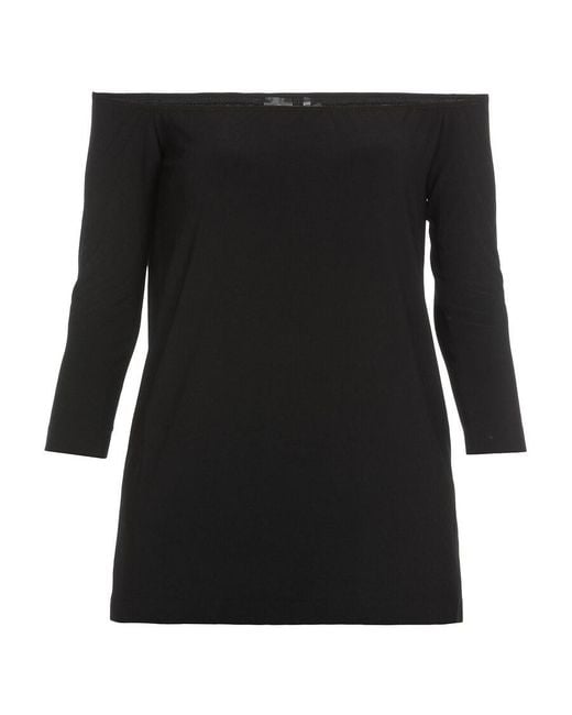 Norma Kamali Black Off-Shoulder Slim-Fit Blouse