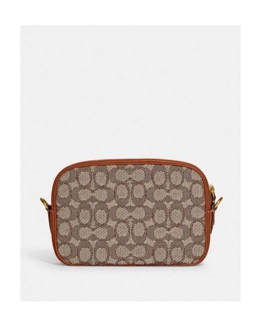 COACH Brown Monogram Logo-Plaque Camera Bag