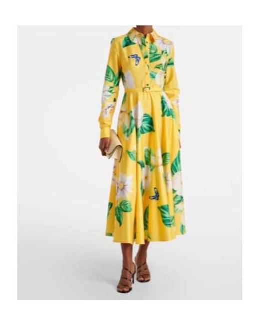 Leo Yellow Zara Floral Cotton Shirt Dress