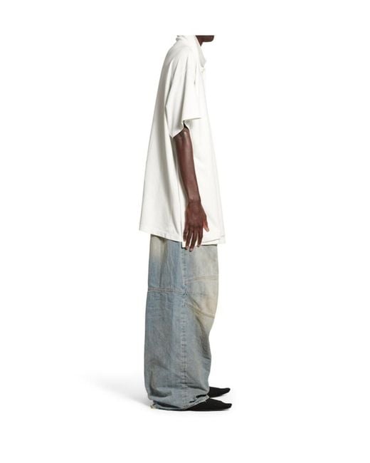 Balenciaga White Logo Embroidered Polo Shirt for men