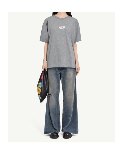 MM6 by Maison Margiela Gray Logo Patch Oversized T-Shirt
