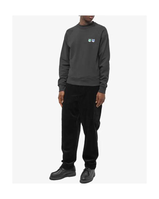 Maison Kitsuné Gray Logo-Patch Cotton Sweatshirt for men