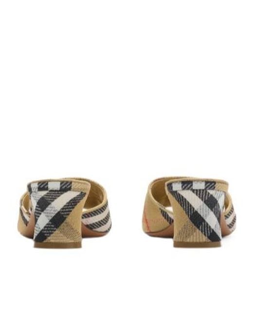 Burberry White Check Sloane Mules