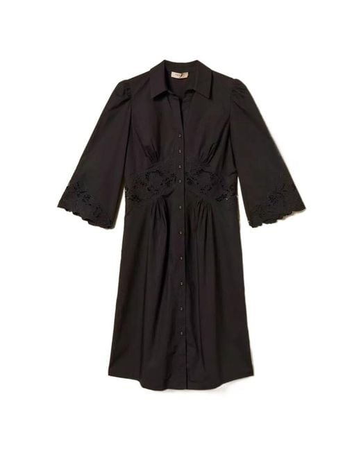 Twinset Black Lace Midi Dress