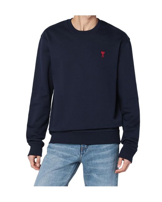 AMI Blue Organic Cotton Sweater for men