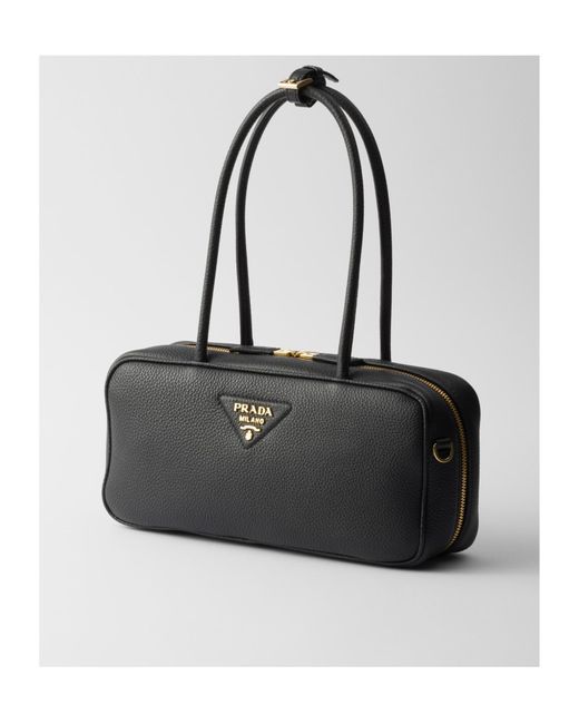 Prada Black Triangle-Logo Zipped Shoulder Bag
