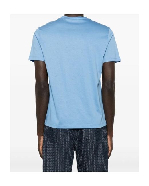 Kangra Cashmere Blue Kangra Crew Neck Short Sleeve T-Shirt for men