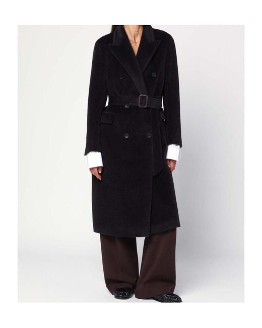Tagliatore Black Double-Breasted Belted Coat