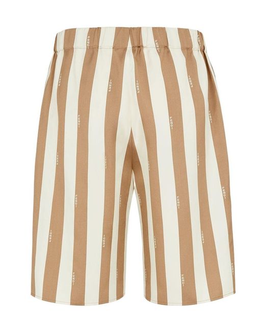 Fendi Natural Elasticated Waistband Striped Bermuda Shorts for men