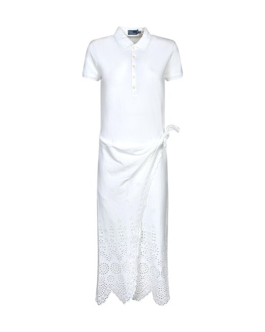 Polo Ralph Lauren White Scalloped Hem Maxi Dress