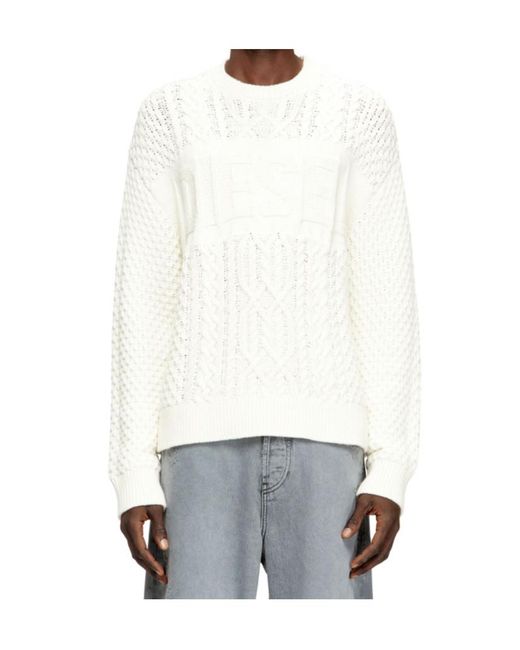 DIESEL White K-Aubin Cable-Knitted Jumper for men