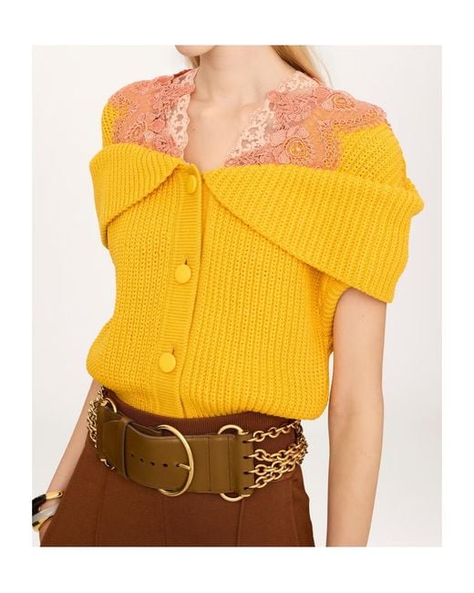 Chloé Yellow Cape Cardigan
