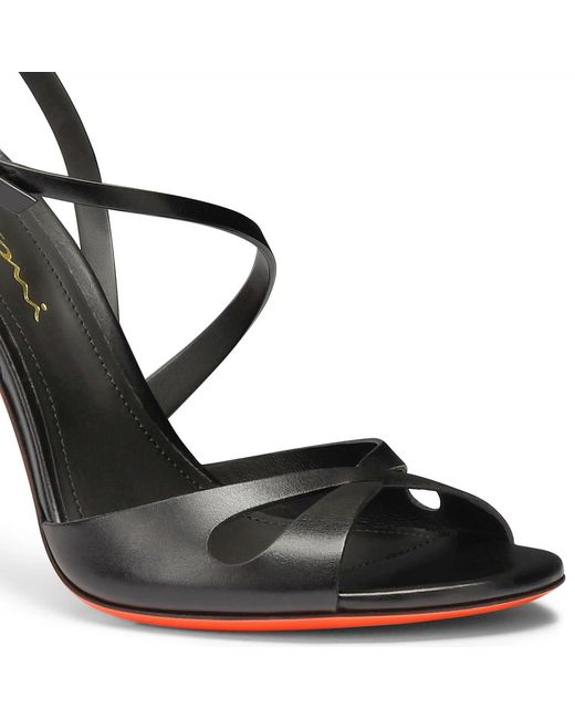 Santoni Black High-Heel Mona Sandals