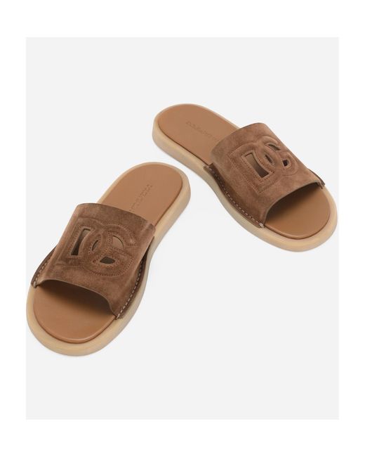 Dolce & Gabbana Brown Suede Slides for men