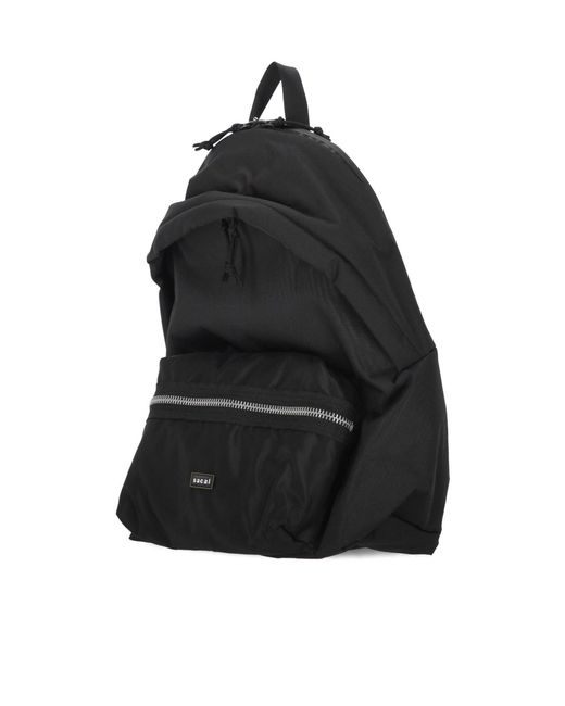 Sacai Black Zippered Backpack for men