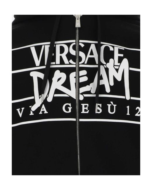 Versace Black Logo-Print Hoodie for men