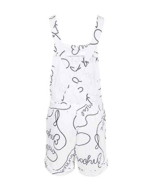Emporio Armani White Logomania-Print Sleeveless Playsuit