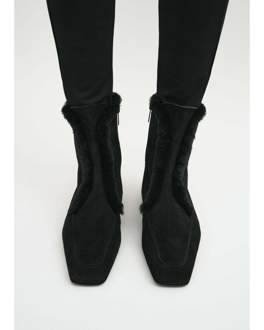 Totême  Black Square Toe Ankle Boots