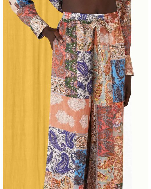 Zimmermann Multicolor Devi Straight-Leg Drawstring Trousers