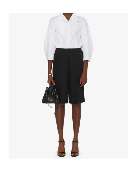 Givenchy White Logo Plaque Collared Shirt