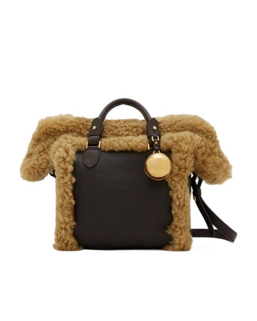 Burberry Multicolor Shield Shearling Tote Bag