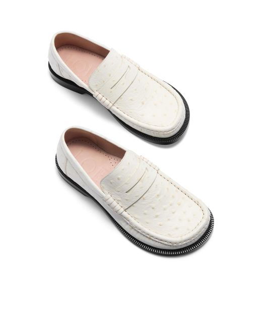 Loewe White Campo Embossed Loafers