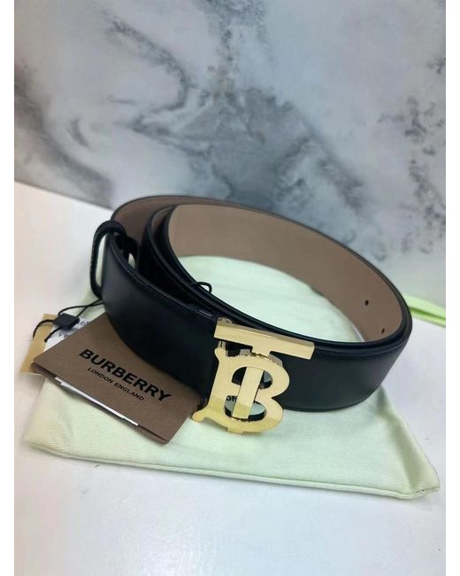 Burberry White Tb Plaque Buckle Belt