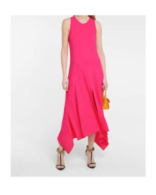 Stella McCartney Pink Handkerchief-Hem Midi Dress