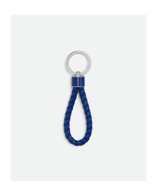 Bottega Veneta Blue Intreccio Key Ring for men