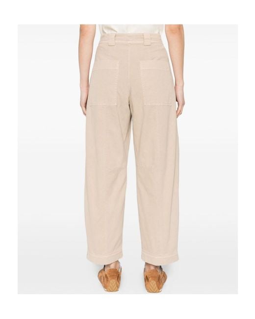 Closed Natural Rhannon Patch-Pocket Tapered Trousers